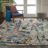 Nourison Fusion FSS10 Painterly Machine Made Power-loomed Indoor only Area Rug Cream/Multicolor 7'10" x 10'6" 99446316899