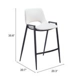 Zuo Modern Desi 100% Polyurethane, Plywood, Steel Modern Commercial Grade Counter Stool Set - Set of 2 White, Black 100% Polyurethane, Plywood, Steel