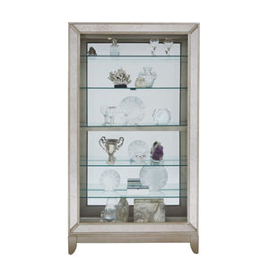 Pulaski Furniture Antique Style 5 Shelf Mirrored Curio Cabinet in Aged Silver 21384-PULASKI 21384-PULASKI