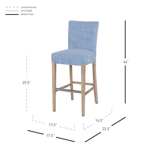 Milton Fabric Bar Stool - Upscale Comfort with Classic Parsons Style and Natural Wood Legs for Dining