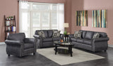 Porter Designs Elk River Leather-Look & Nail Head Transitional Sofa Gray 01-33C-01-9702A