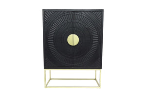 Porter Designs Elio Solid Handcarved Wood Transitional Cabinet Black 05-125-31-02565