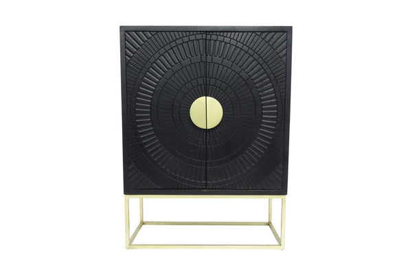 Porter Designs Elio Solid Handcarved Wood Transitional Cabinet Black 05-125-31-02565