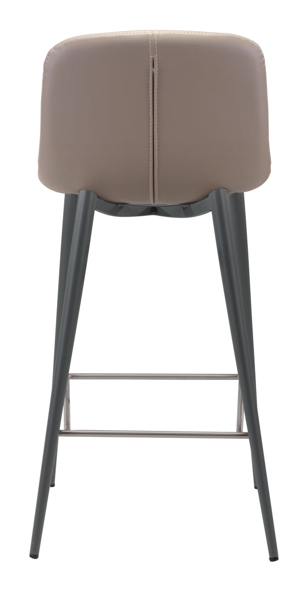Zuo Modern Tangiers 100% Polyurethane, Plywood, Steel Modern Commercial Grade Counter Stool Set - Set of 2 Taupe, Dark Gray 100% Polyurethane, Plywood, Steel