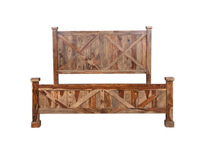 Porter Designs Crossroads Solid Sheesham Wood King Natural Bed Brown 04-196-17-C02H-KIT