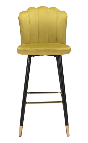 Zuo Modern Zinclair 100% Polyester, Plywood, Steel Modern Commercial Grade Barstool Yellow, Black, Gold 100% Polyester, Plywood, Steel