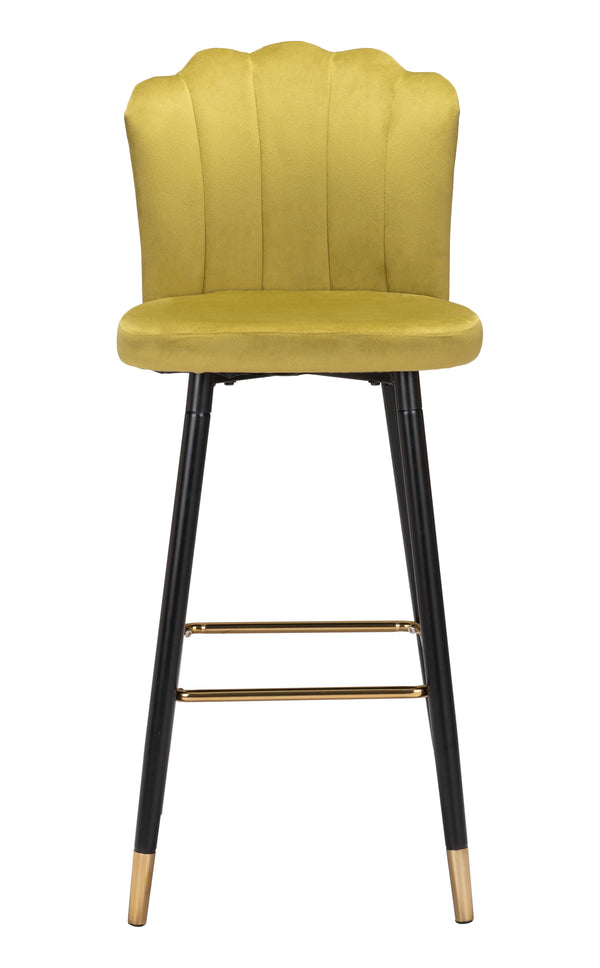 Zuo Modern Zinclair 100% Polyester, Plywood, Steel Modern Commercial Grade Barstool Yellow, Black, Gold 100% Polyester, Plywood, Steel