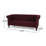 Barneyville Traditional Chesterfield Sofa with Tufted Cushions, Wine and Black Noble House