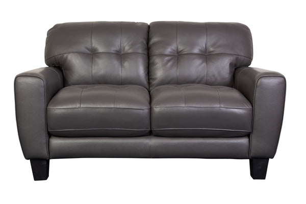 Porter Designs Penner Top Grain Leather Modern Loveseat Gray 02-189C-02-3078