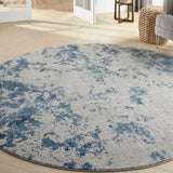 Nourison Rustic Textures RUS16 Painterly Machine Made Power-loomed Indoor Area Rug Grey/Blue 7'10" x round 99446836120