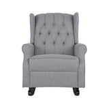 Noble House Dobles Contemporary Fabric Tufted Wingback Rocking Chair, Gray and Dark Brown