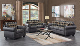 Porter Designs Hunter Wildlife Pattern Reversible to Leather-Look Transitional Chair Gray 01-33C-03-8022