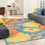 Nourison Allur ALR06 Contemporary Machine Made Power-loomed Indoor only Area Rug Turquoise Multicolor 9' x 12' 99446838810