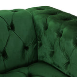 Sagewood Contemporary Velvet Tufted 3 Seater Sofa, Emerald and Espresso Noble House