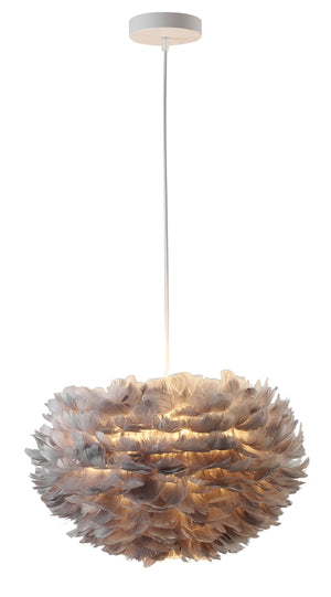 Bethel Grey Chandelier in Iron & Feather