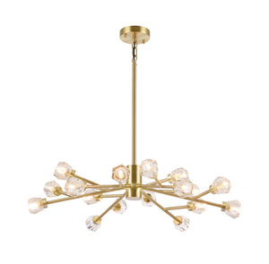 Bethel Shiny Gold Chandelier in Steel & Crystal