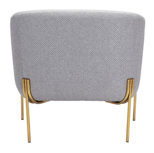 Zuo Modern Micaela 100% Polyester, Plywood, Steel Modern Commercial Grade Arm Chair Gray, Gold 100% Polyester, Plywood, Steel