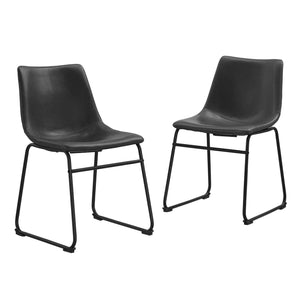 18" Industrial Faux Leather Dining Chairs - Stylish Set of 2 for Modern Kitchen or Home Office Use