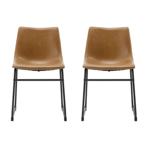 18" Industrial Faux Leather Dining Chairs - Stylish Set of 2 for Modern Kitchen or Home Office Use