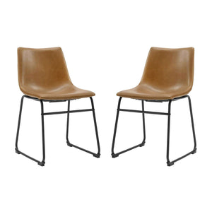 18" Industrial Faux Leather Dining Chairs - Stylish Set of 2 for Modern Kitchen or Home Office Use