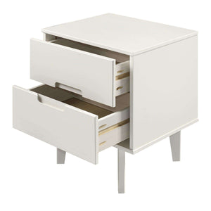 2-Drawer Stylish Solid Pine Wood Nightstand with Unique Cutout Handles & Versatile Design Options