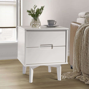 2-Drawer Stylish Solid Pine Wood Nightstand with Unique Cutout Handles & Versatile Design Options