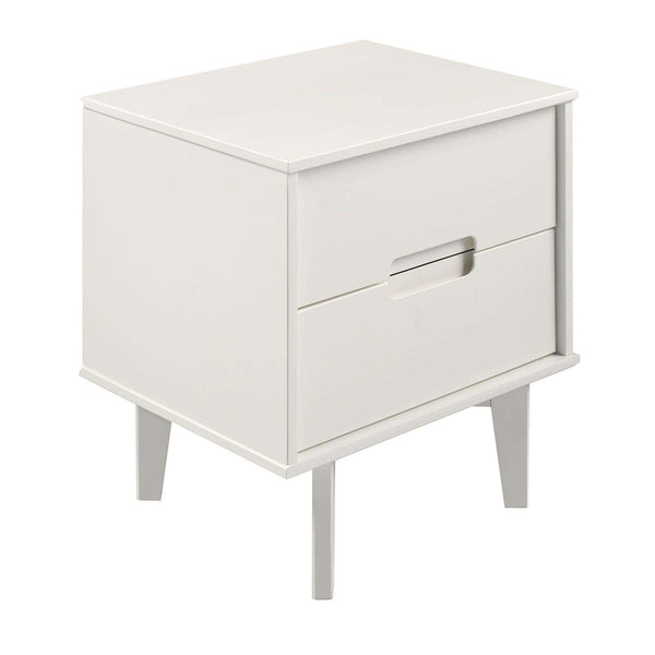 2-Drawer Stylish Solid Pine Wood Nightstand with Unique Cutout Handles & Versatile Design Options