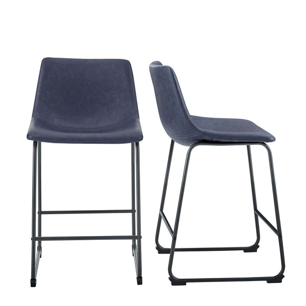 26" Faux Leather Counter Stools - Stylish Industrial Design with Durable Steel Legs - Set of 2