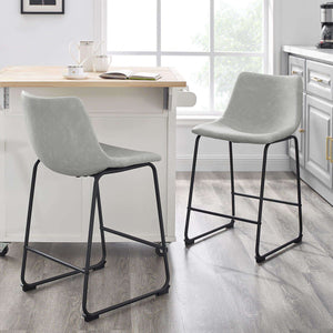 26" Faux Leather Counter Stools - Stylish Industrial Design with Durable Steel Legs - Set of 2