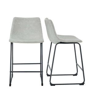 26" Faux Leather Counter Stools - Stylish Industrial Design with Durable Steel Legs - Set of 2
