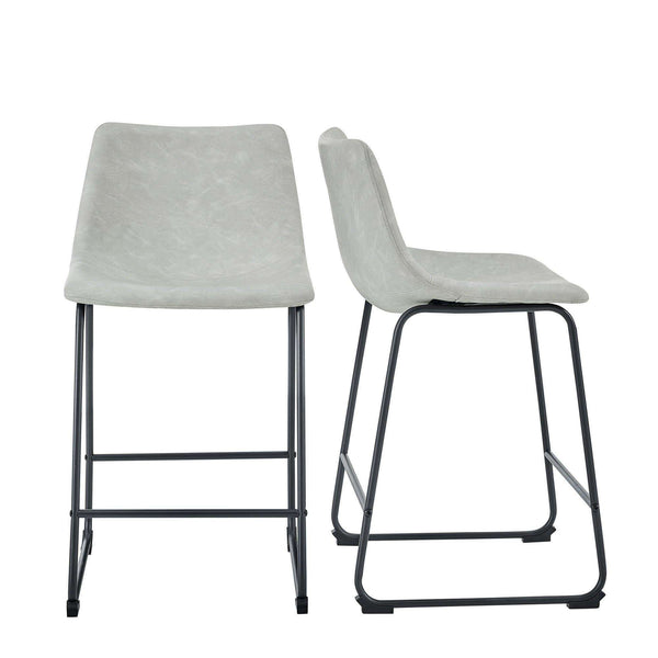 26" Faux Leather Counter Stools - Stylish Industrial Design with Durable Steel Legs - Set of 2