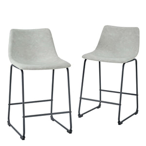 26" Faux Leather Counter Stools - Stylish Industrial Design with Durable Steel Legs - Set of 2