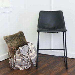 26" Industrial Faux Leather Counter Stools - Stylish Comfort with Durable Metal Legs, Set of 2