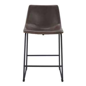 26" Industrial Faux Leather Counter Stools - Stylish Comfort with Durable Metal Legs, Set of 2