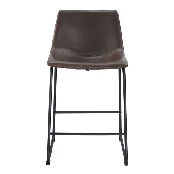 26" Industrial Faux Leather Counter Stools - Stylish Comfort with Durable Metal Legs, Set of 2