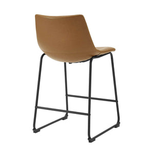 26" Industrial Faux Leather Counter Stools - Stylish Comfort with Durable Metal Legs, Set of 2