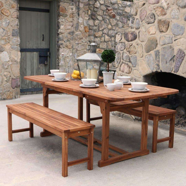 3-Piece Acacia Outdoor Dining Set with Hide-Away Butterfly Leaf for Stylish Patio Entertaining