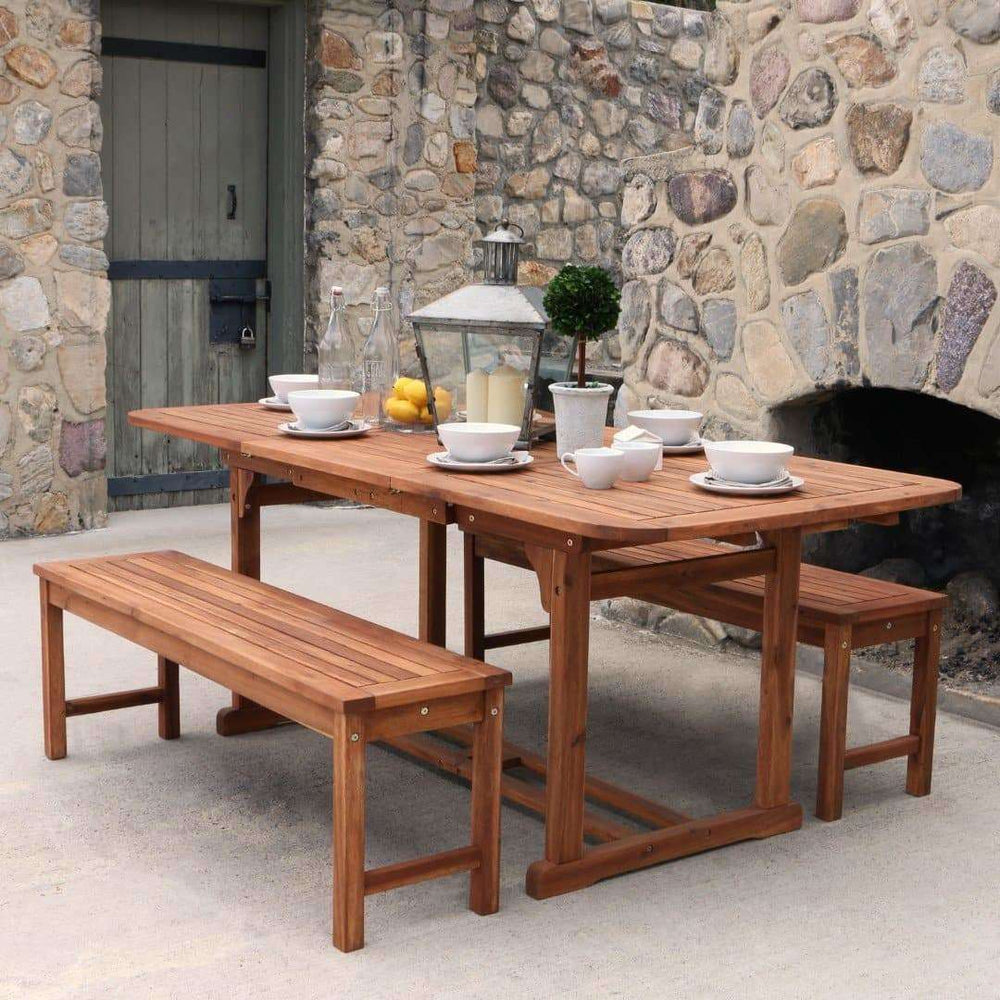 3-Piece Acacia Outdoor Dining Set with Hide-Away Butterfly Leaf for Stylish Patio Entertaining