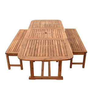 3-Piece Acacia Outdoor Dining Set with Hide-Away Butterfly Leaf for Stylish Patio Entertaining