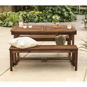 3-Piece Acacia Outdoor Dining Set with Hide-Away Butterfly Leaf for Stylish Patio Entertaining