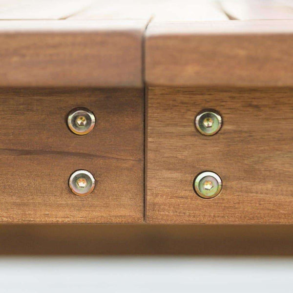 3-Piece Modern Acacia Wood Patio Dining Set with Table & Benches for Stylish Outdoor Gatherings