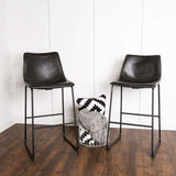 30" Industrial Faux Leather Barstool, - Set of 2