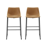 30" Industrial Faux Leather Barstool, - Set of 2