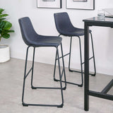 30" Industrial Faux Leather Barstools, - Set of 2