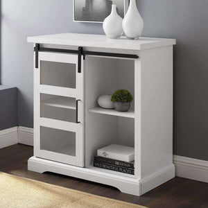 32" Modern TV Stand - Versatile Storage Cabinet with Sliding Glass Door for Living Room & Kitchen