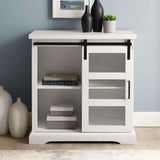 32" Modern TV Stand - Versatile Storage Cabinet with Sliding Glass Door for Living Room & Kitchen