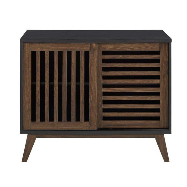 36" Mid Century Modern TV Stand - Stylish Storage Console with Adjustable Shelf & Sliding Slat Doors