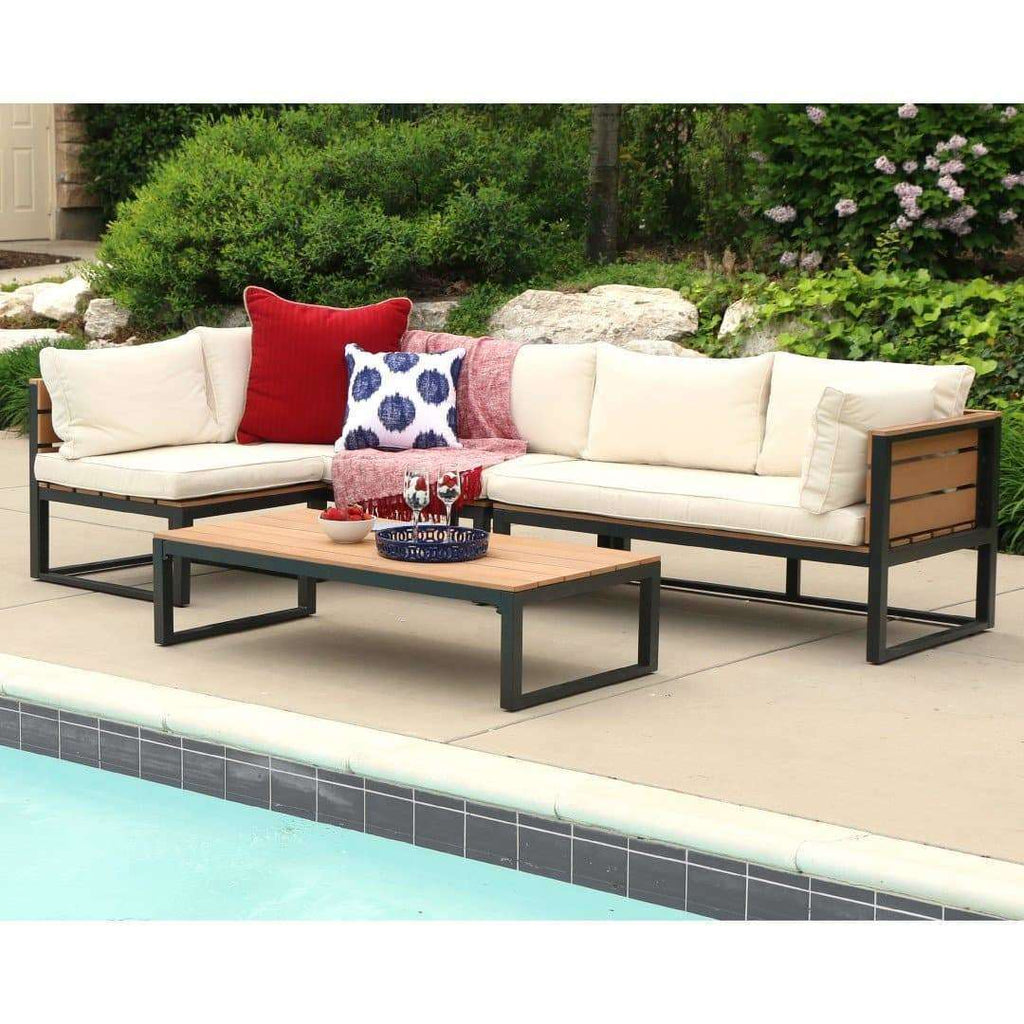 4-Piece Aluminum Outdoor Patio Conversation Set with Cushions