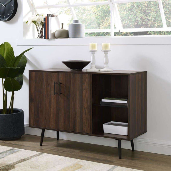 44" Mid Century Modern TV Stand Buffet - Versatile Storage Console with Adjustable Shelves & Style