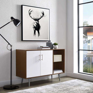 44" Mid Century Modern TV Stand Buffet - Versatile Storage Console with Adjustable Shelves & Style